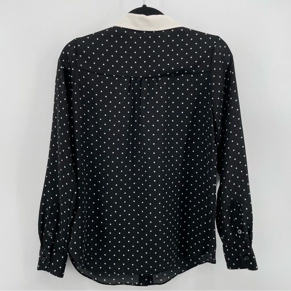 LC Lauren Conrad Womens Button Up Shirt Black Stars Collar Keyhole S - Picture 3 of 4